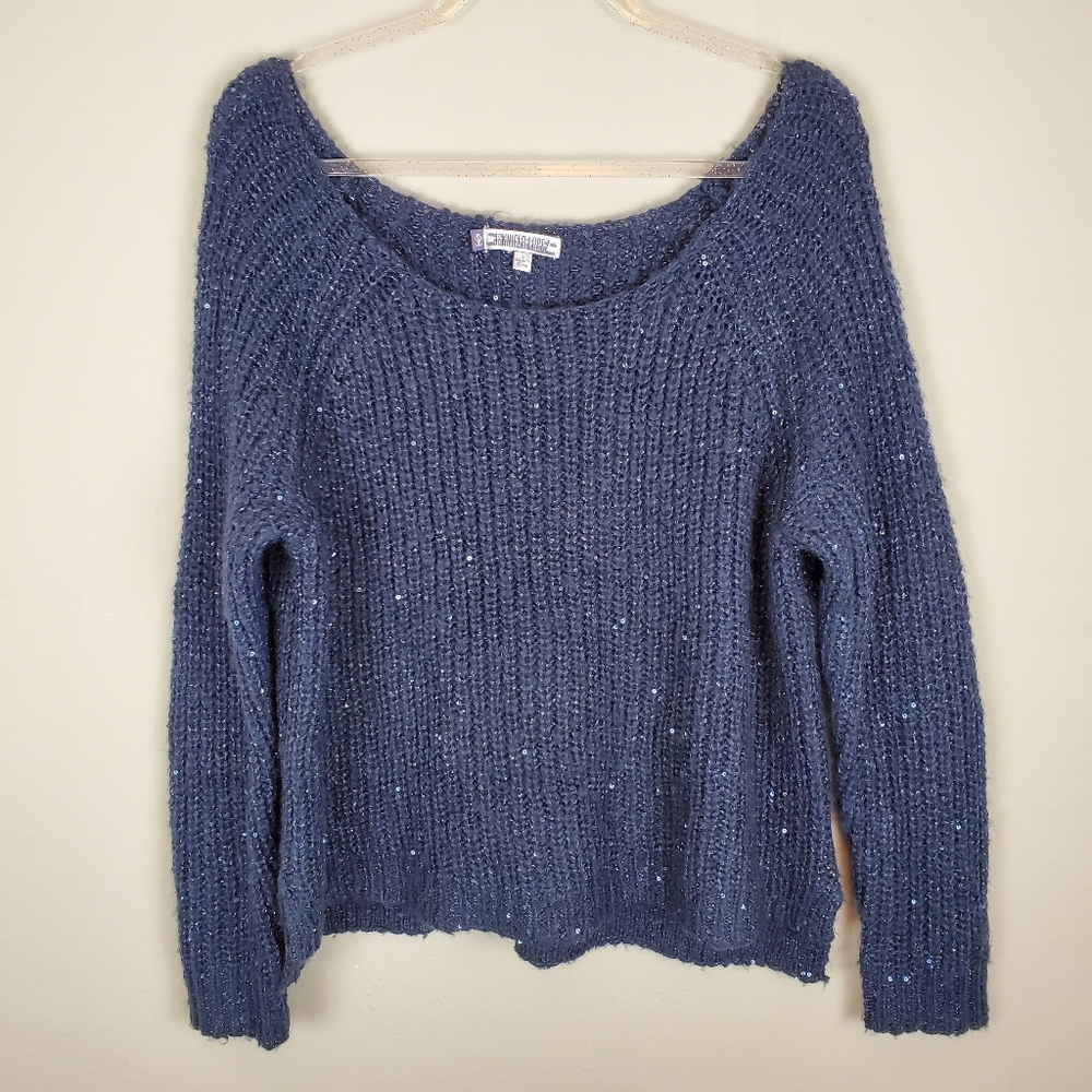 Jennifer Lopez Navy Blue Sequin Sweater